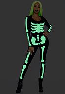 Skeleton, Kostüm-Catsuit, leuchtender Druck